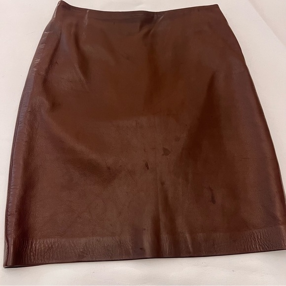 Ralph Lauren PURPLE LABEL Brown Leather Skirt 6 - Picture 3 of 14